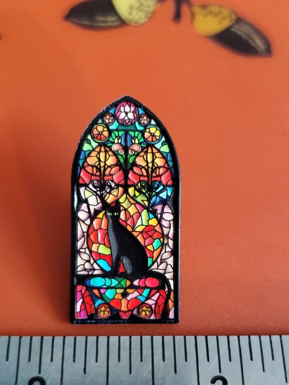 Stained Glass Cat Enamel Pin - Colorful Mosaic Design